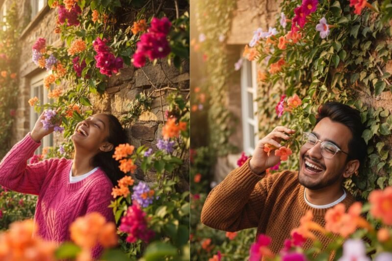 Golden Hour Bliss: A Playful Escape into Countryside Serenity AI prompt