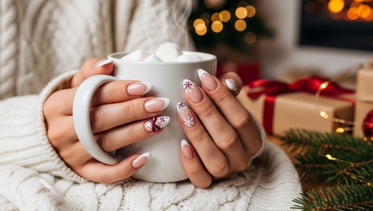 20 French Nail Designs for December: From Peppermint Tips to Burgundy Bows