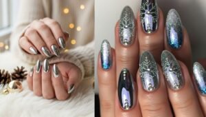 Chrome Nail Ideas for December Full of Festive Sparkle and Shine