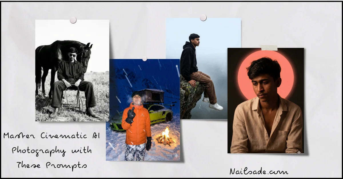 Collage of hyper-realistic AI portraits created using Gemini and Nano Banana, showing cinematic lighting, 8K texture, and consistent facial details for 2026 AI photography guide