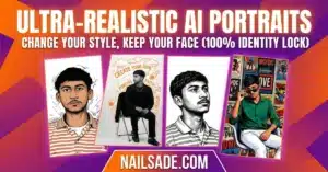 Ultra-realistic AI portrait variations keeping exact facial identity, featured on Nailsade.com